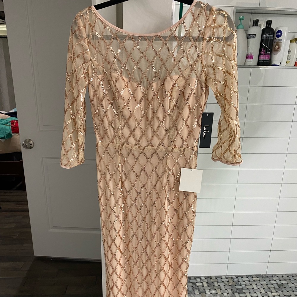 Sparkly gold full length dress